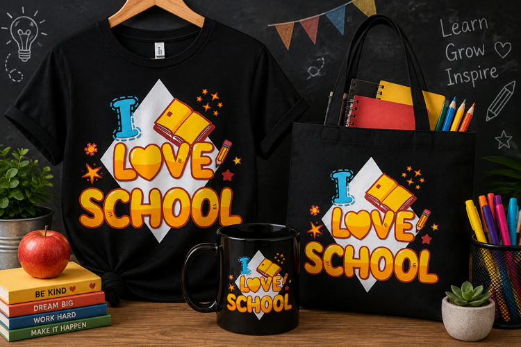 I Love School PNG | Cute Teacher and Student Back to School