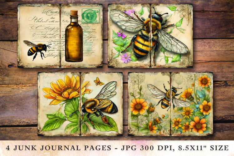 Junk Journal Pages - honey bee