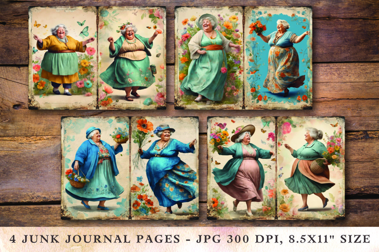 Junk Journal Pages - fat grandma