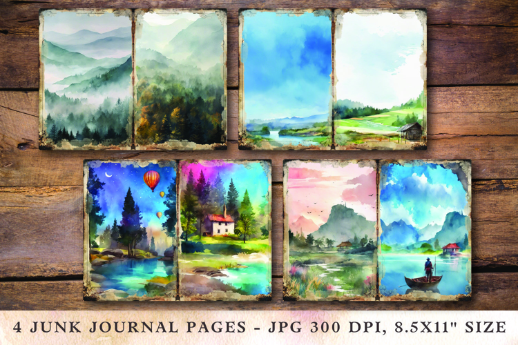 Junk Journal Pages - beautiful scenery