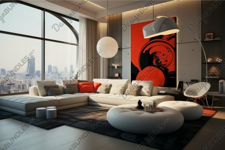 Modern living room with city view (4316452)
