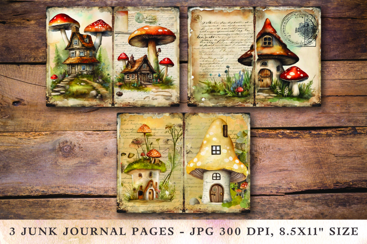 Junk Journal Pages - mushroom house