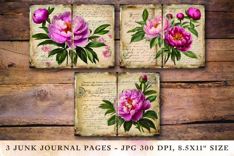 Junk Journal Pages - roses flower
