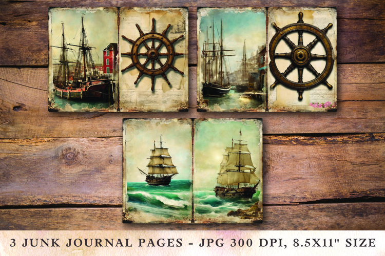 Junk Journal Pages - navy ship