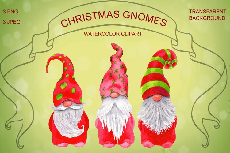 Watercolor Christmas Trees Bundle PNG JPEG example image 1