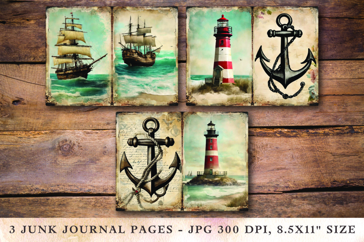 Junk Journal Pages - navy ship