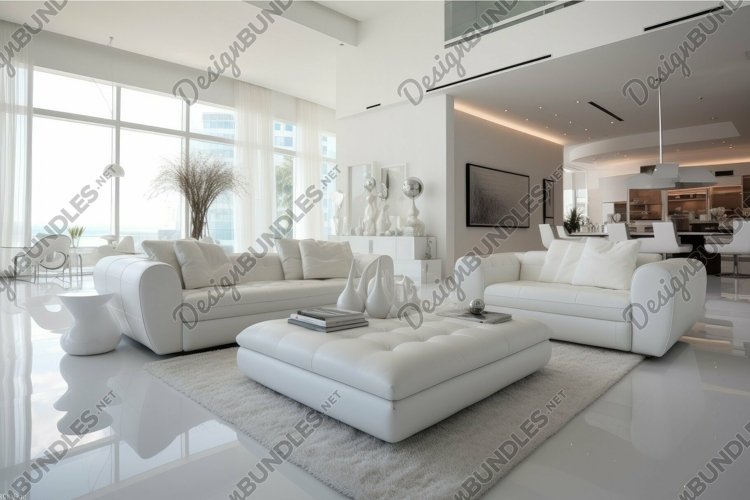 Modern luxury living room interior with white couches example image 1