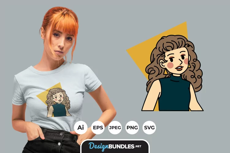 Eighties Woman for T-Shirt Design