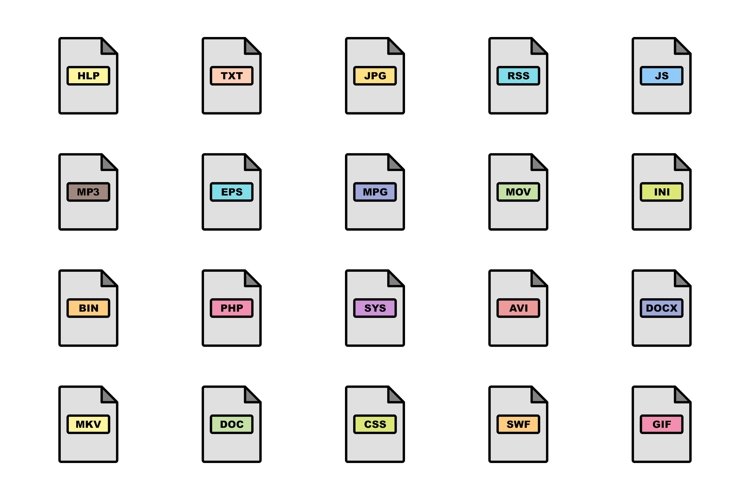 Set Of File Formats Icons