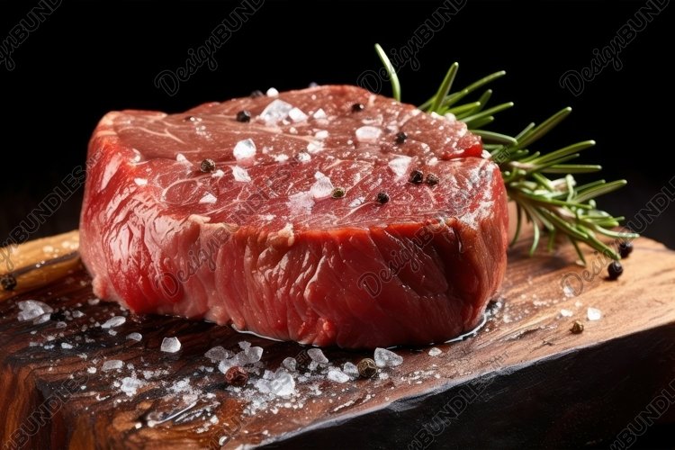 Raw Meat On A Wooden Board
