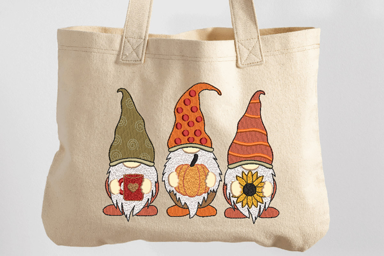 Three Fall Gnome, Fall Vibes, Machine Embroidery Design