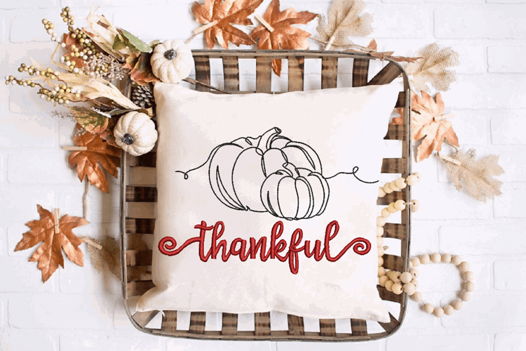 Thankful, Pumpkin Machine Embroidery Design