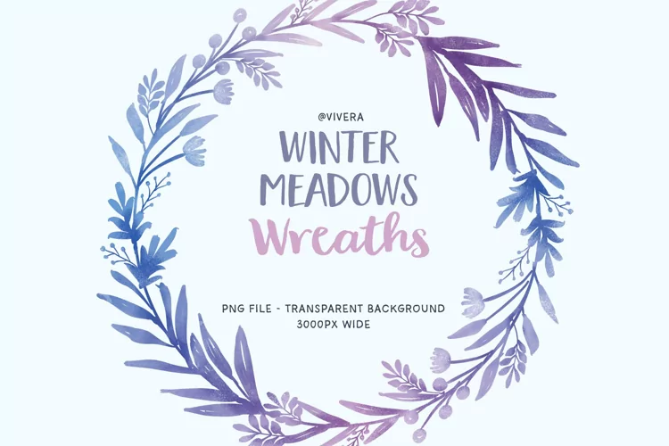 Pretty Aurora Winter Meadows Watercolor Wreaths