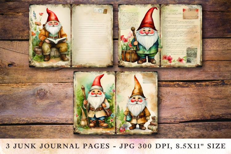 Junk Journal Pages - christmas gnome