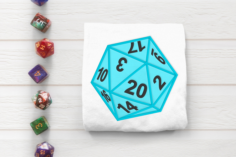 Angled D20 Applique Embroidery File