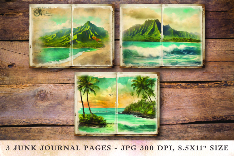 Junk Journal Pages - hawaii beach