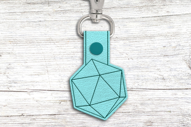 Angled D20 Key Fob ITH Applique Embroidery File