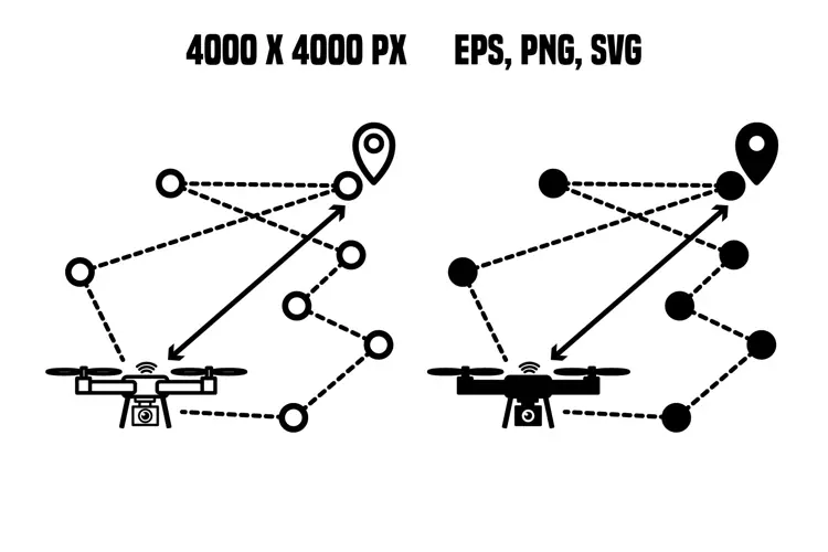 Drone Flight Path Icons