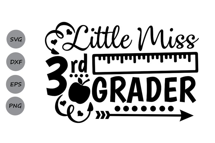 Little Miss 3rd grade svg, back to school svg, School svg. example image 1