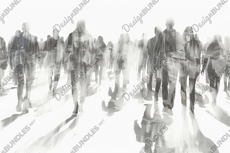 Crowd Sketch Background Wallpaper example image 1