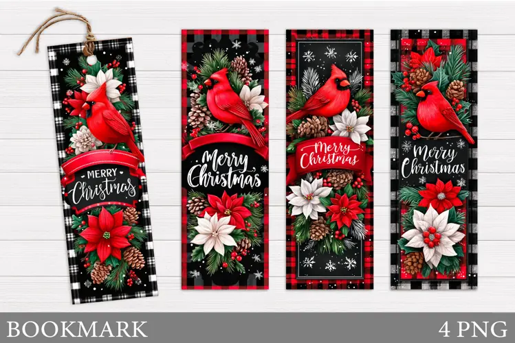 Cardinal Bookmark Design. Christmas Bookmark Printable