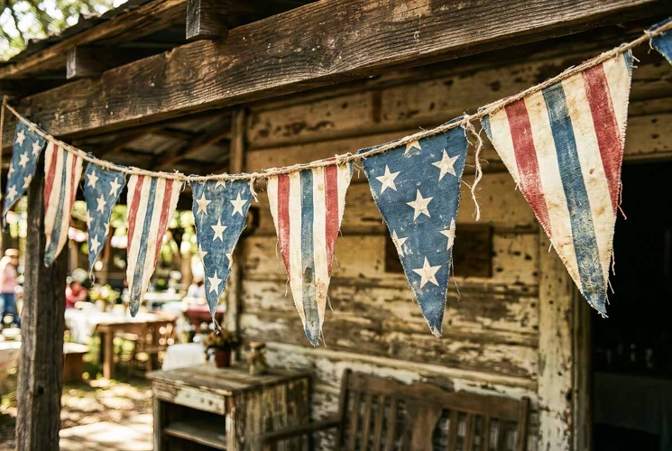 4th of July Independence Vintage Flag