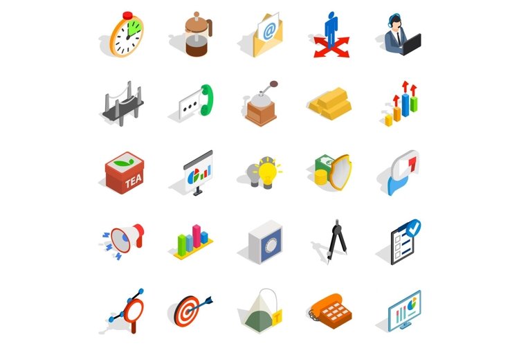 Model icons set, isometric style example image 1