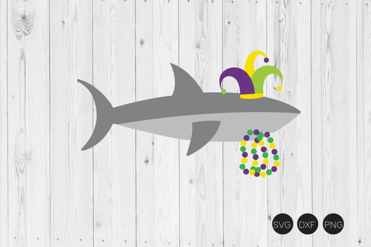 Mardi Gras Shark SVG example image 1