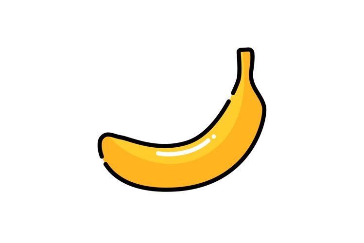 Banana icon, filled outline style vector example image 1