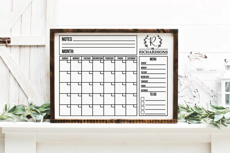 Customizable Family Calendar SVG