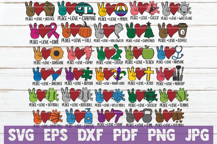 Peace Love SVG Bundle | SVG Cut Files example image 1