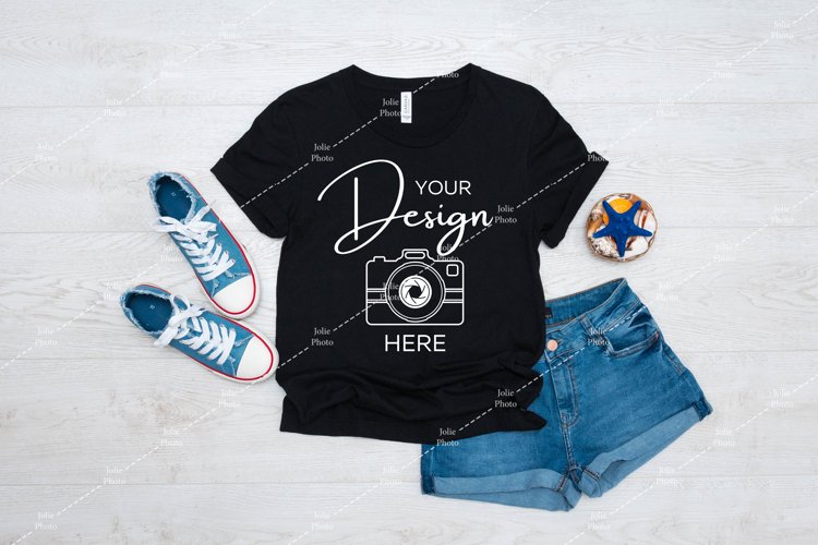 Bella Canvas Mockup 3001 Black T-shirt Mockup Summer