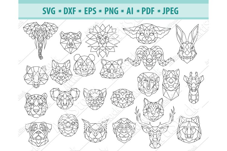 Polygon animals svg, low poly animals svg, Dxf, Png, Eps example image 1