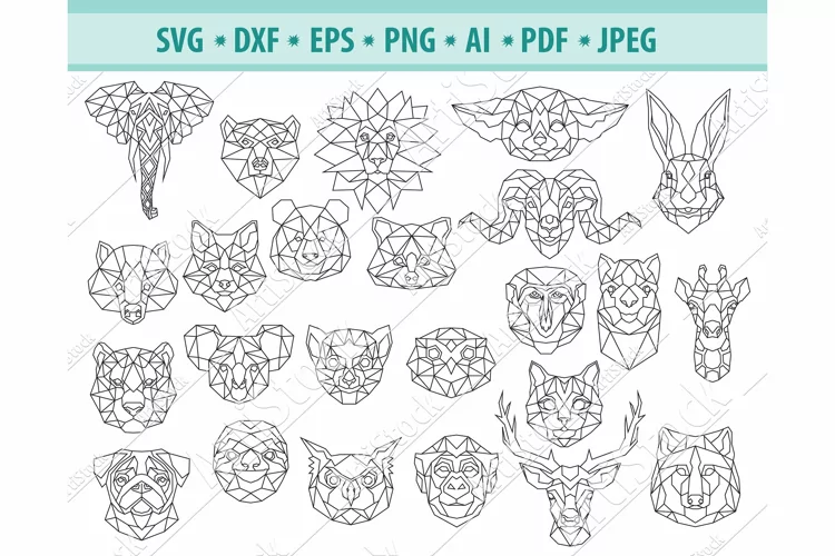Polygon animals svg, low poly animals svg, Dxf, Png, Eps