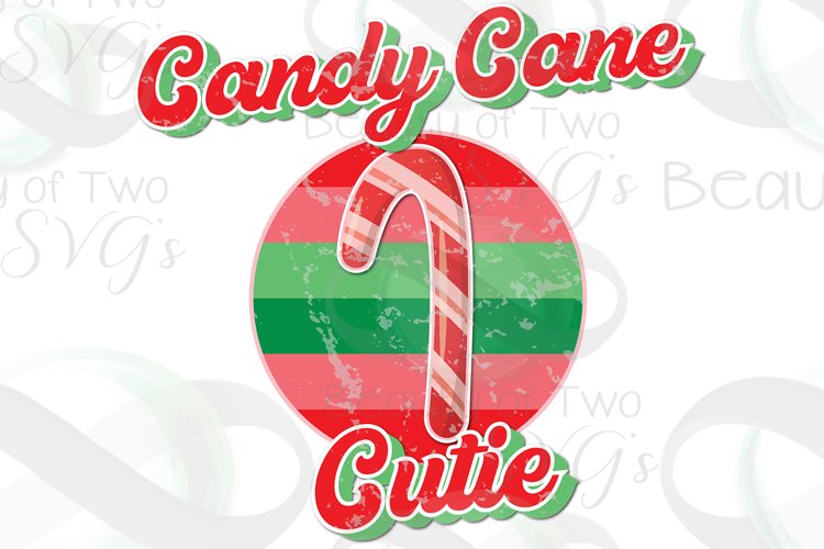 Candy Cane Cutie Retro Vintage Sublimation Design png 300 example image 1