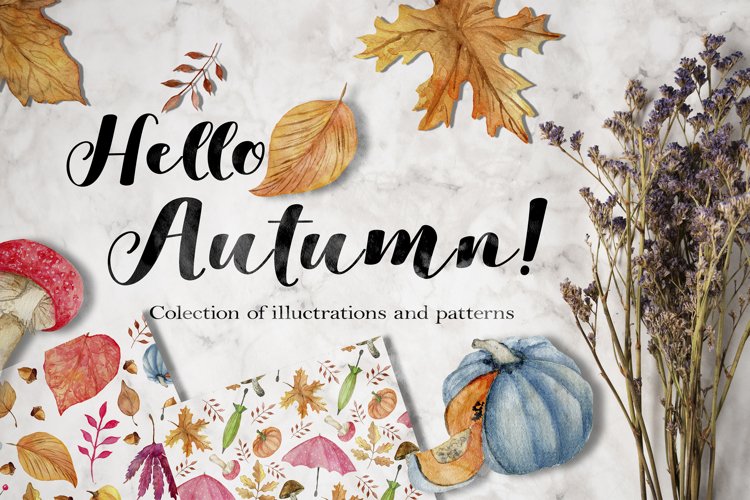 Watercolor autumn collection. example image 1
