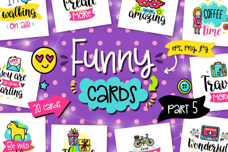 30 Funny Color Cards with Quote
