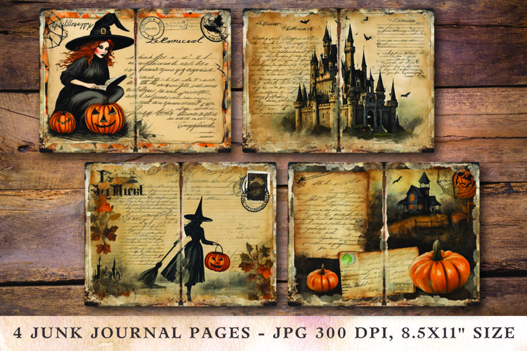 Junk Journal Pages - halloween witch castle