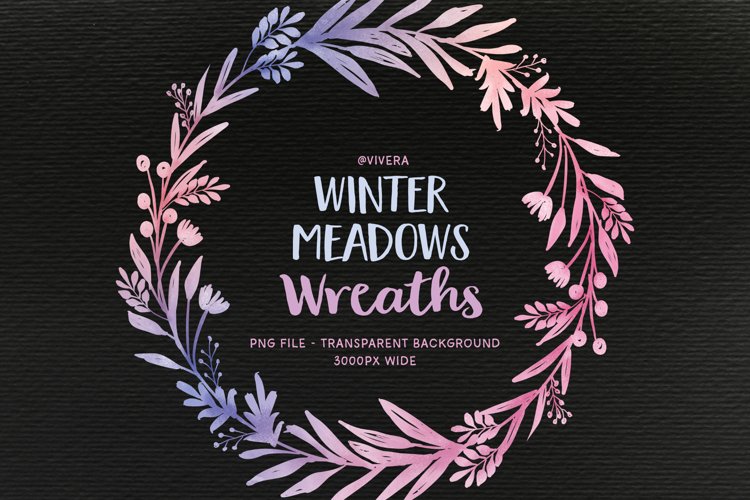 Pretty Winter Meadows Watercolor Wreaths example image 1
