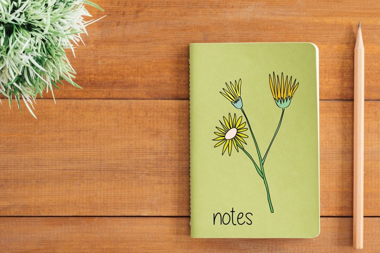 Colored Wild Flowers | Hand Drawn Meadow Plants, Leaf, Fern example image 1