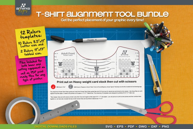 t shirt centering ruler printable pdf ruler svg bundle