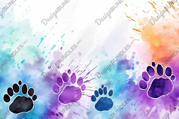Watercolor Paws Background