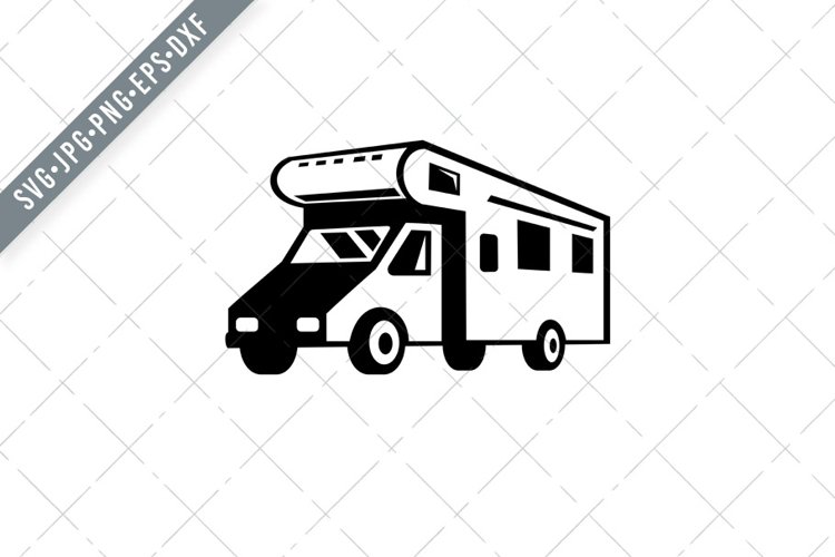 Campervan Motorhome Caravan Car Viewed from Side Retro SVG example image 1