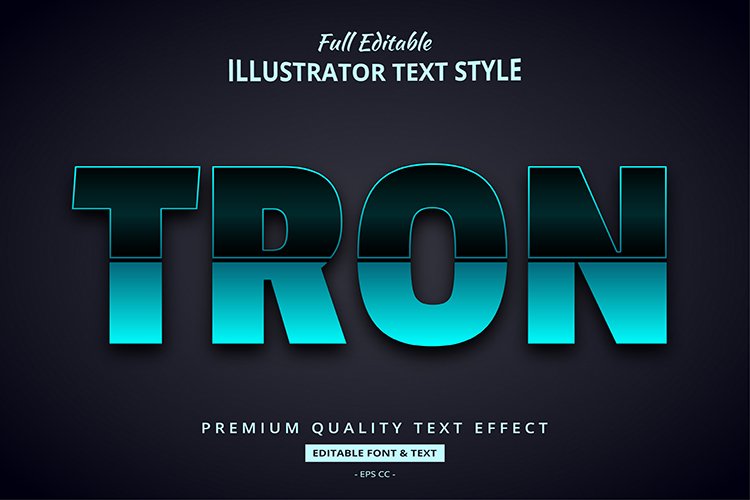 Tron Techno Futuristic 3d Illustrator Text Style Effect example image 1