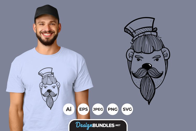 Man with Beard Illustrations for T-Shirt Design example image 1
