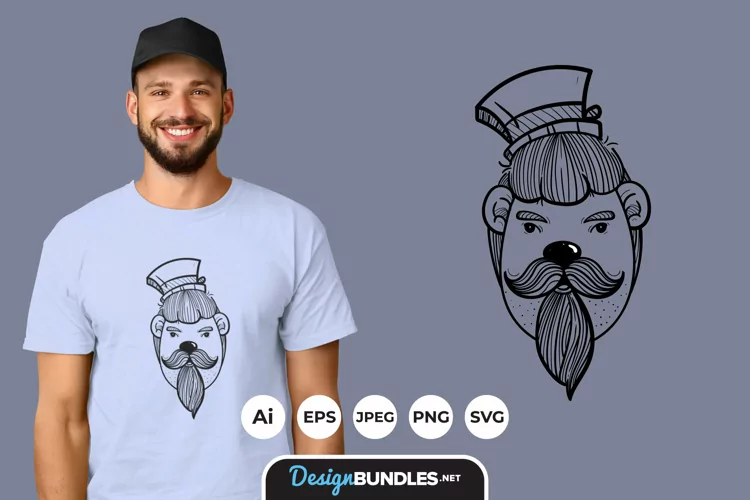 Man with Beard Illustrations for T-Shirt Design