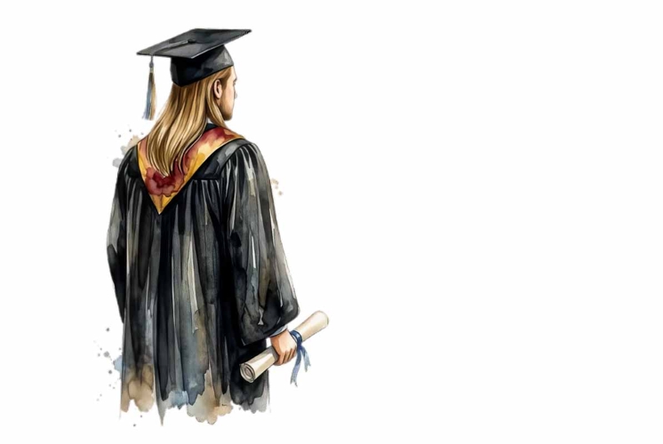 Man Graduate Viewed from Behind Clipart