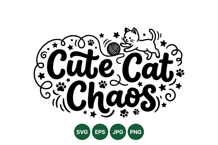 Playful Cute Cat Chaos SVG Illustration Design