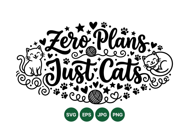Funny Cat Typography Clipart Design With Paws
