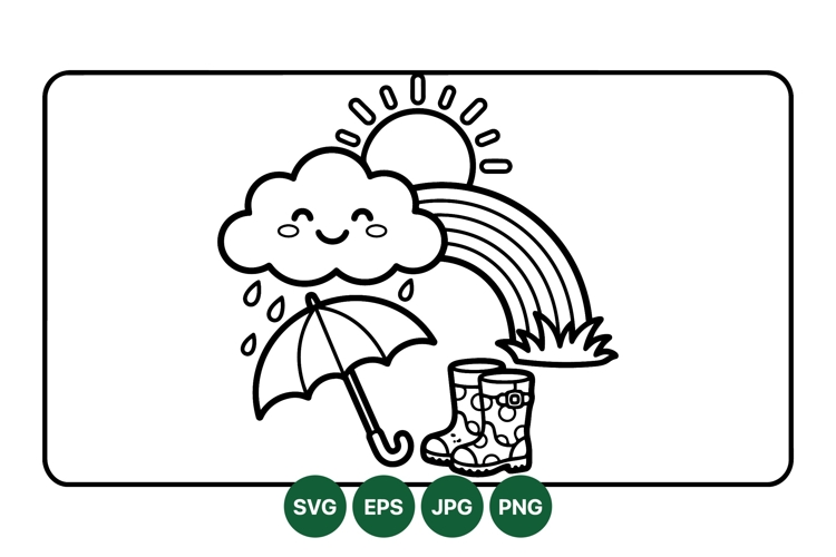 Hand Drawn Rainy Day Weather Clipart Illustration